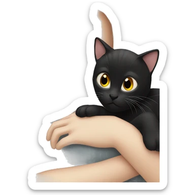 White girl blonde hair sleeping in bed with black kitty sticker