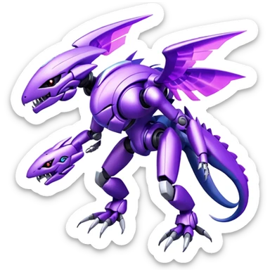 Futuristic Cool Edgy Shiny Ethereal Legendary Digimon-Genesect-Palkia-hybrid full body sticker