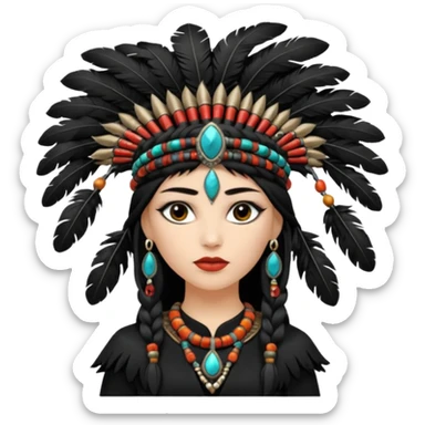 white shaman woman black clothes black accesories  sticker