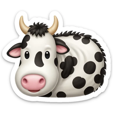 realistic white and black spotted cow tail, fluffy texture, slight curl at the end, soft shading, no background, transparent PNG style, emoji aesthetic sticker