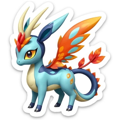 loopy loony toony honey-dipped buzzing bumbling fuzzy cute fiery ivy-hydro-Meloetta-Dialga-Salamence-Giratina-Rapidash-Pokémon-Fakémon-fusion-hybrid-creature sticker