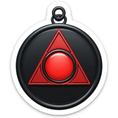 iOS sticker, dark fantasy amulet, black base, red symbol, minimal sticker