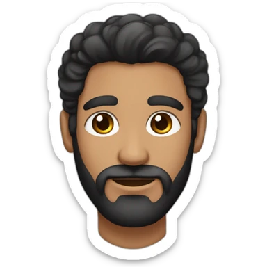 Hombre de cabello negro, ojos almendrados marrones, nariz respingada y barba corta sticker