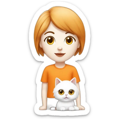 brunette copywriter and white and orange persian cat sticker