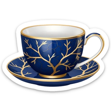 kintsugi navy blue tiny tea cup sticker