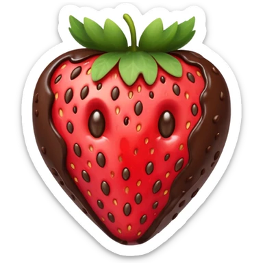 strawberry halfway covered in chocolate sticker