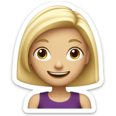 Blonde girl with aubergine looking excited sticker