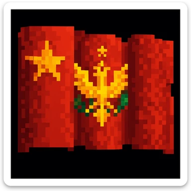 Soviet Union flag in pixel art style with a star sticker