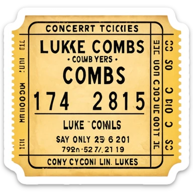 yellow luke combs concert ticket sticker