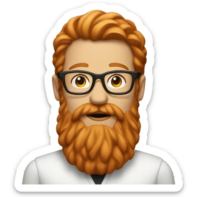 A man with long ginger hair, a big ginger beard and glasses sticker