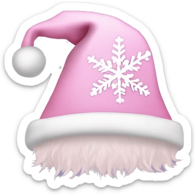 Light pink Santa hat with sparkly snowflakes  sticker