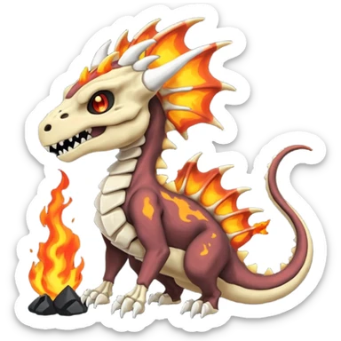 Skeletal Fiery Volcanic Cubone-Salandit-Marowak-Duskull-dragon sticker