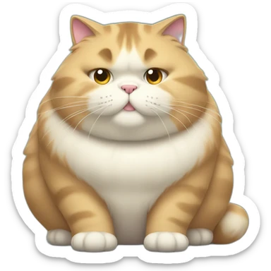 huge fat obese fluffy cat sticker
