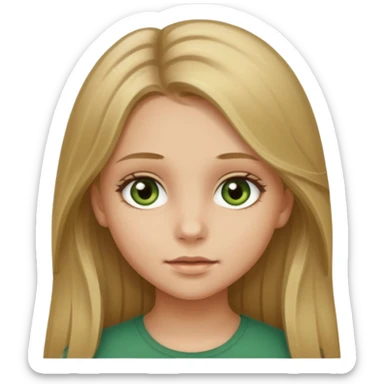 A young girl with long dirty blonde hair and hazel green eyes sticker