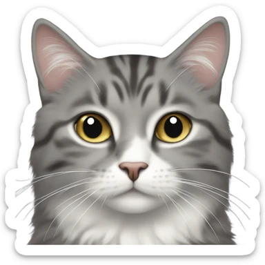 a long haired gray cat and tabby cat with white markings sticker