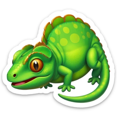 green chameleon looking at me, make it look like an emoji and standalone, with no branch sticker