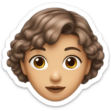 Une jeune fille avec les yeux marrons, les cheveux, châtain foncés, ondulés sticker