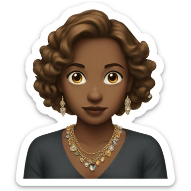 brown-haired girl portrait with jewelry sticker