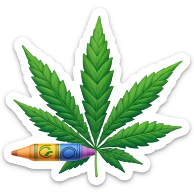 a pack of crayola with cannabis leaf sticker