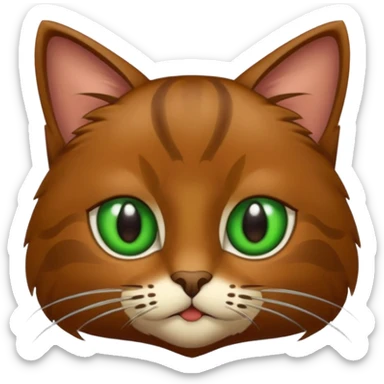 eine braune flauschige niedliche katze mit grünen augen (nicht leuch sondern matt) sticker