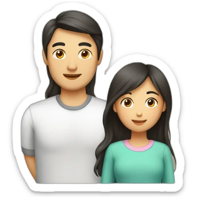 Family, dad is asian, mom is tatar, daughter with long hair sticker