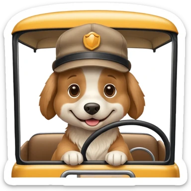 Dog driveing a bus sticker