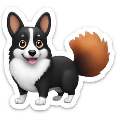 Black corgi VS squirrel sticker