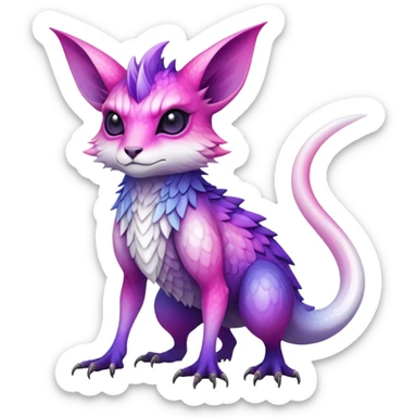 Cool Edgy Purple-pink-white-gradient ethereal badass Fionbri-Vernid-Trico-animal-creature full body  sticker