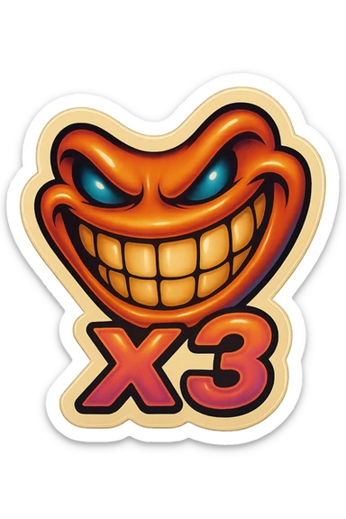 grin EVIL LOOk , Make it say "X3"" sticker