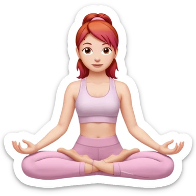 Redhair yoga girl light pink clothes sticker