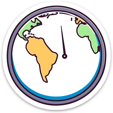 Earth globe with a small clock in the bottom corner sticker
