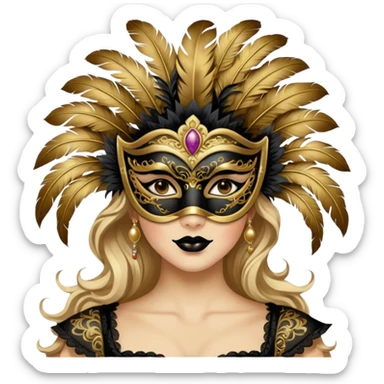 a woman with Masquerade  sticker