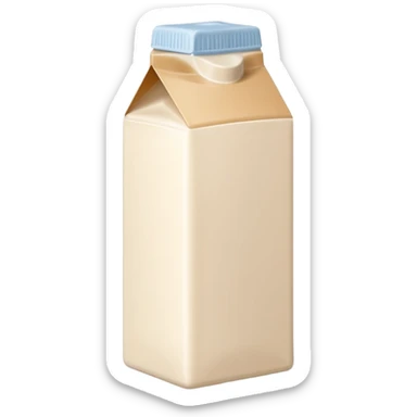 almond milk carton or bottle, beige or off-white, minimalist, neutral cap or spout, simple almond illustration, no text or branding, smooth light creamy milk, no glass or extra elements, no faces, clean 3D, soft shadows, transparent background, emoji scale sticker