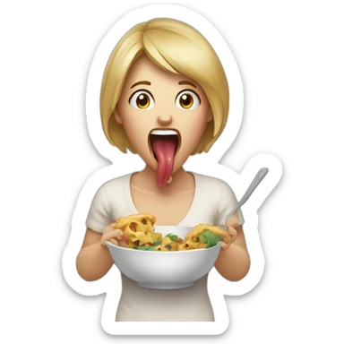 Woman with his mouth open as if he's pretending to eat the thing it is facing sticker