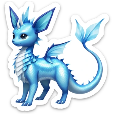 Lumineon-Vaporeon-Amaura-Glaceon-Dragonair-Fakémon-hybrid-creature (full body)  sticker