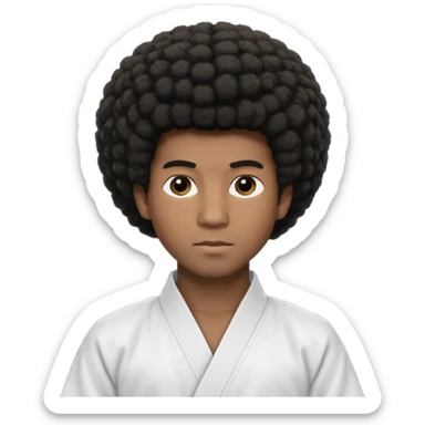 black karate instructor with afro hair and a low taper haircut, and a small fade on the sides sticker