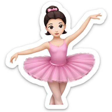 A graceful ballerina in a pink tutu, spinning lightly with arms curved elegantly.
 sticker