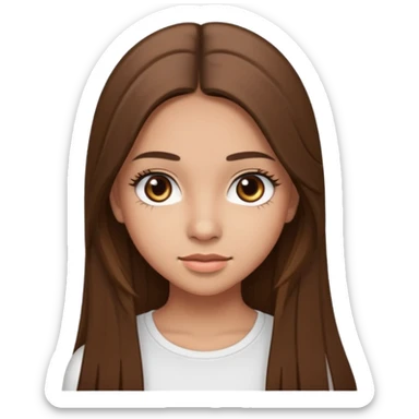 make a teenage 17 year old woman emoji with straight long brown hair and brown eyes with pretty eyelashes wearing a white top latina baddie sticker