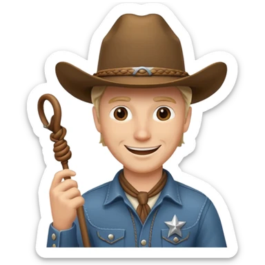 Give this emoji 🤠 a whip make it a white guy  sticker