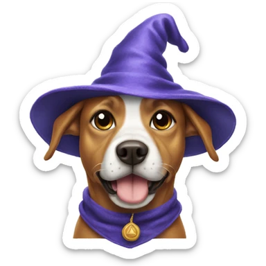 dog with wizard hat sticker