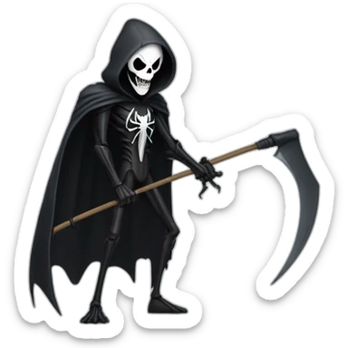 Grim reaper as Spider-Man with a scythe sticker