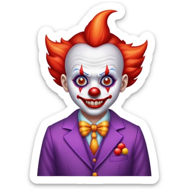 demonic clown wearing a leisure suit sticker