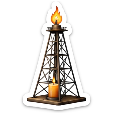 Oil derrick with candle on top sticker