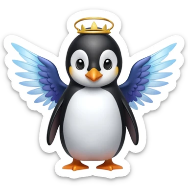 un pinguino con le ali che si muta in una fata sticker