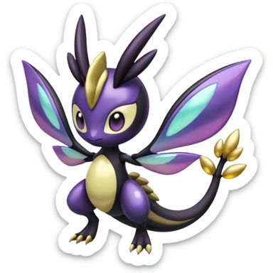 Shiny glossy melanistic oily Meloetta-Giratina-Noibat-Pokémon-Fakémon-fusion-hybrid-creature sticker
