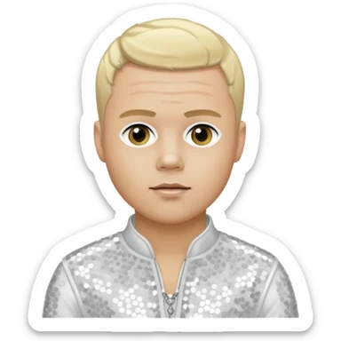 Brian Harvey from East 17 with light skin, blonde hair, white sequin outfit sticker
