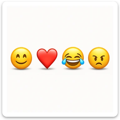 make four emojis on white background with good amount of shadow  sticker