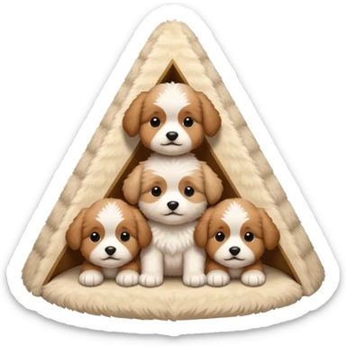 three puppies in a pyramid arrangement, cute sticker