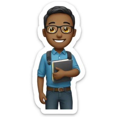 generate a happy and smart student  sticker