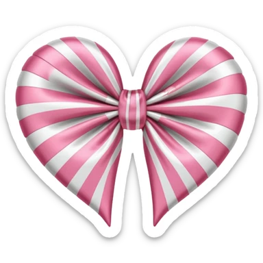 candy cane bow heart shape with light pink stripes and a satin bow sticker